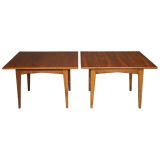Pair Of Square Walnut Side Tables By Jens Risom