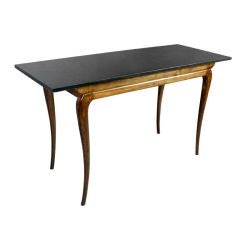 Solid Brazilian Caviuna and black granite console table