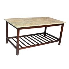 Rectangular Brazilian Rosewood and Granite Coffee Table