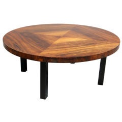 Round Rosewood coffee table with rosewood bookmatch from Brazil