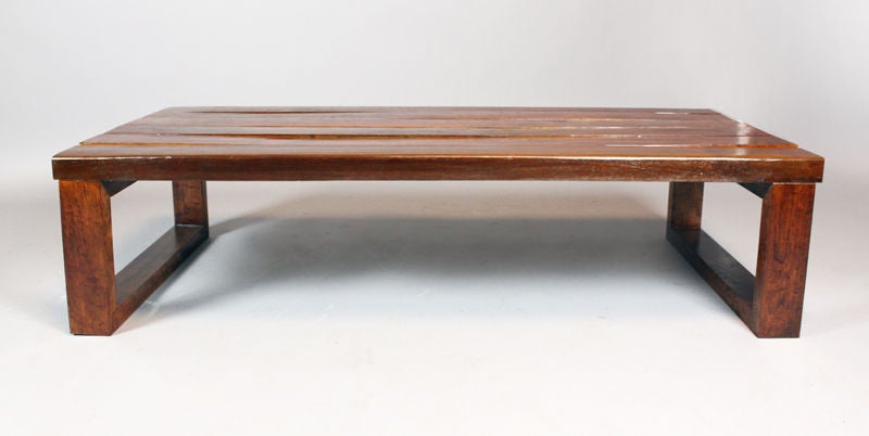 Mid-20th Century Massive rectangular solid Ipe plank coffee table from Brazil
