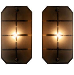 Etched glass and bronze sconces from Brazil, priced individually