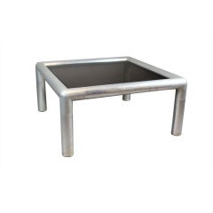 Midcentury Aluminium and Grey Tinted Glass Coffee Table