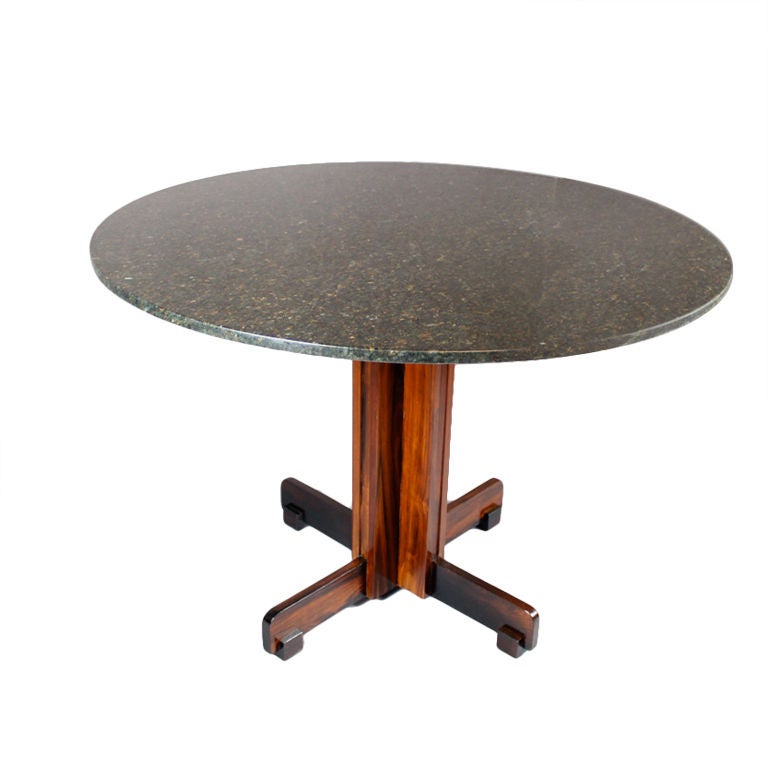 Brazilian Rosewood and marble dining/breakfast table