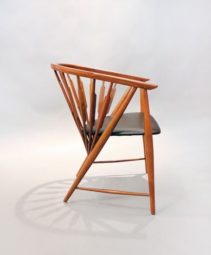 Pair of solid Walnut armchairs by Kip Stewart 1