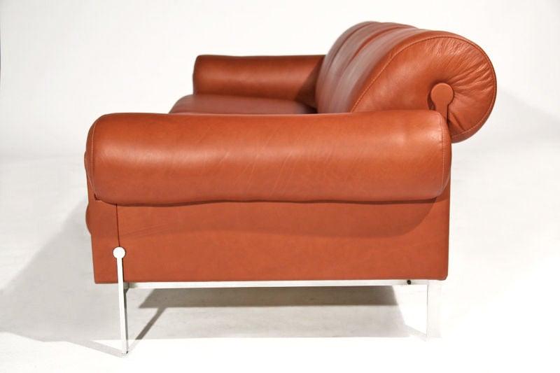 burnt orange leather couch