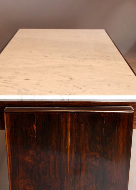 Brazilian rosewood and Carerra marble desk by Joaquim Tenreiro 1
