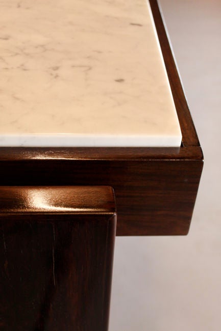 Brazilian rosewood and Carerra marble desk by Joaquim Tenreiro 2