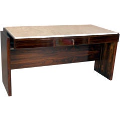Brazilian rosewood and Carerra marble desk by Joaquim Tenreiro