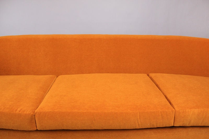 Mohair Long curved back sofa by Milo Baughman
