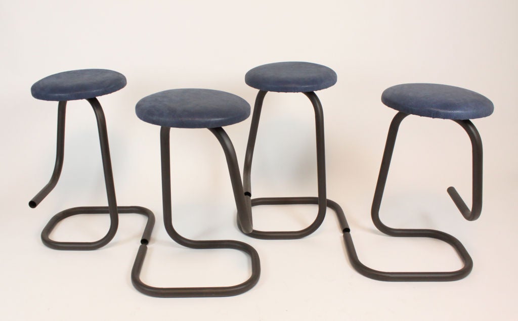 Set of 4 bronze finish vintage bar stools