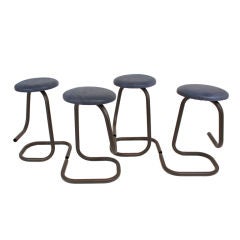 Set of 4 bronze finish vintage bar stools