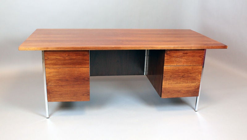 American Walnut and chrome desk by Florence Knoll