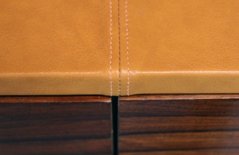 Contemporary Custom Quadrar Leather Credenza in Salvaged Rosewood