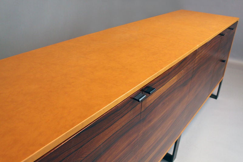 Custom Quadrar Leather Credenza in Salvaged Rosewood 1