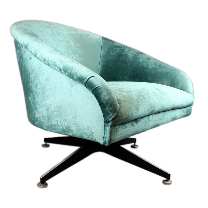 Single Vintage Silk Mohair Swivel Chair by Ward Bennett