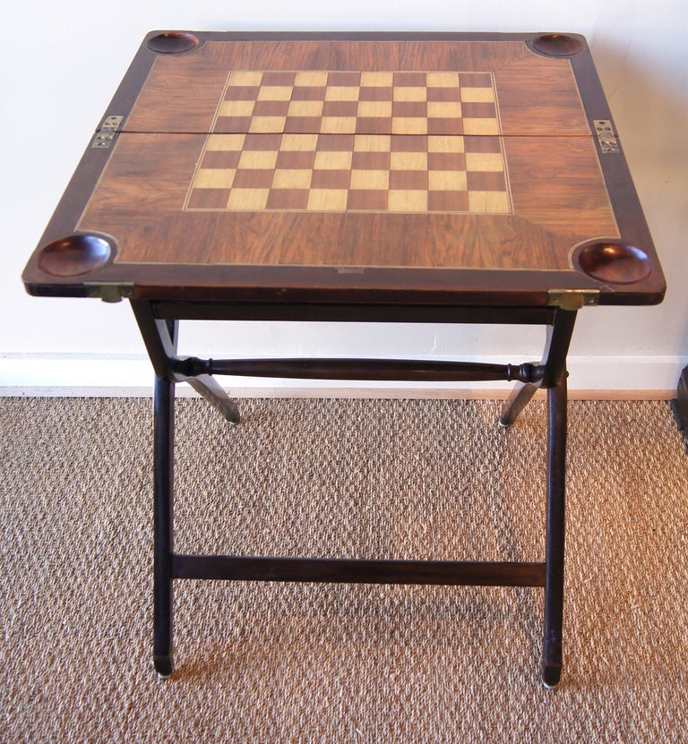 Unusual Folding Campaign Style Games Table at 1stDibs