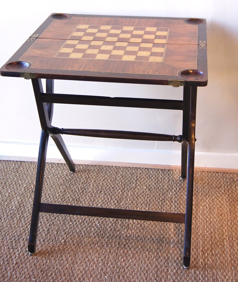 Unusual Folding Campaign Style Games Table at 1stDibs