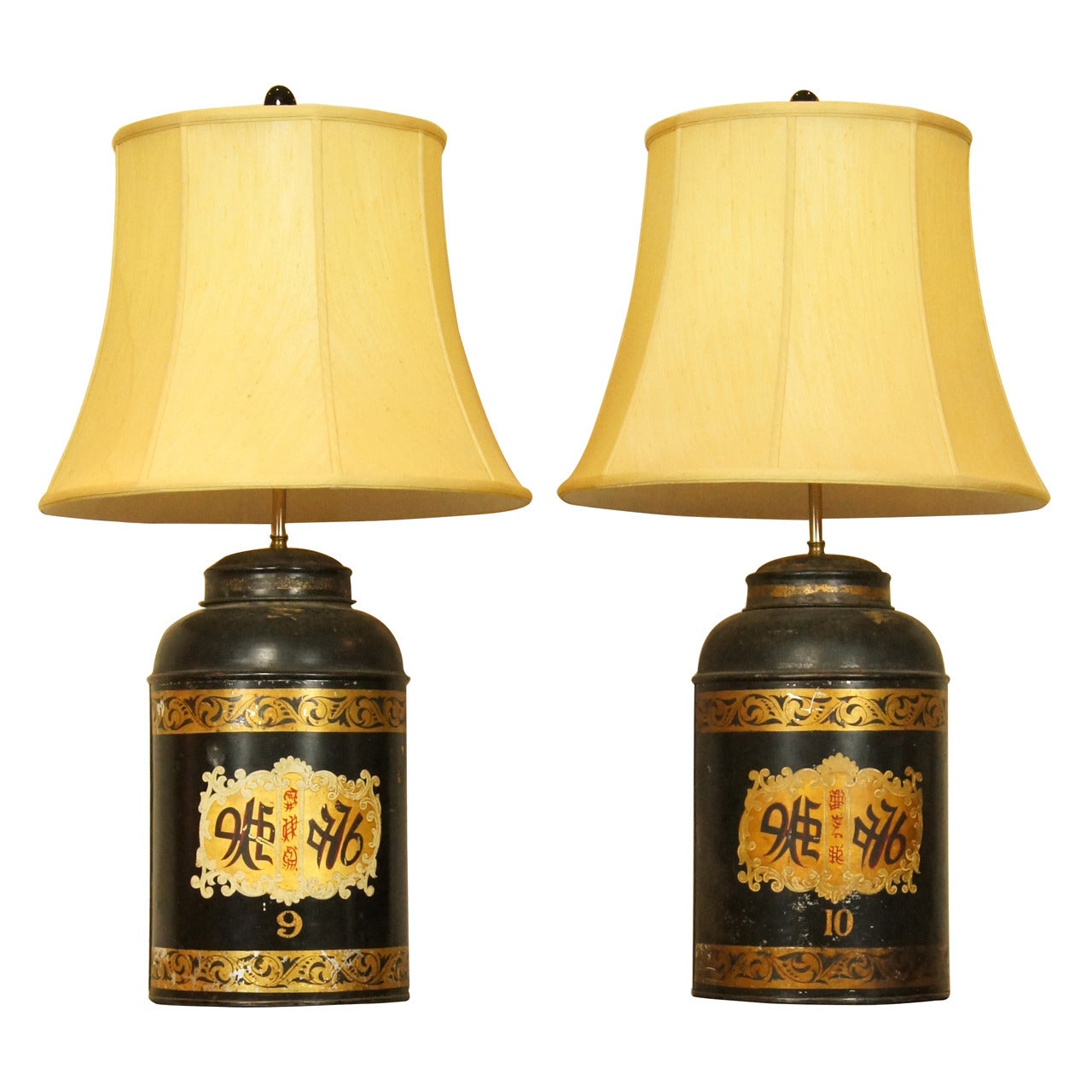 Paire de lampes chinoises en forme de boîte à thé