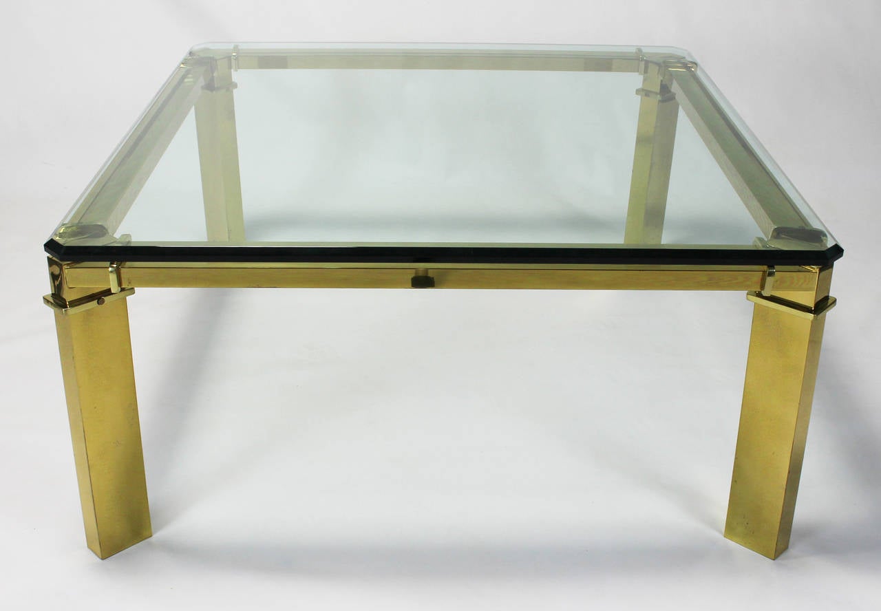 Italian Gucci Brass and Glass Cocktail Table