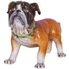 Large Hand-Painted Ceramic Bull Dog