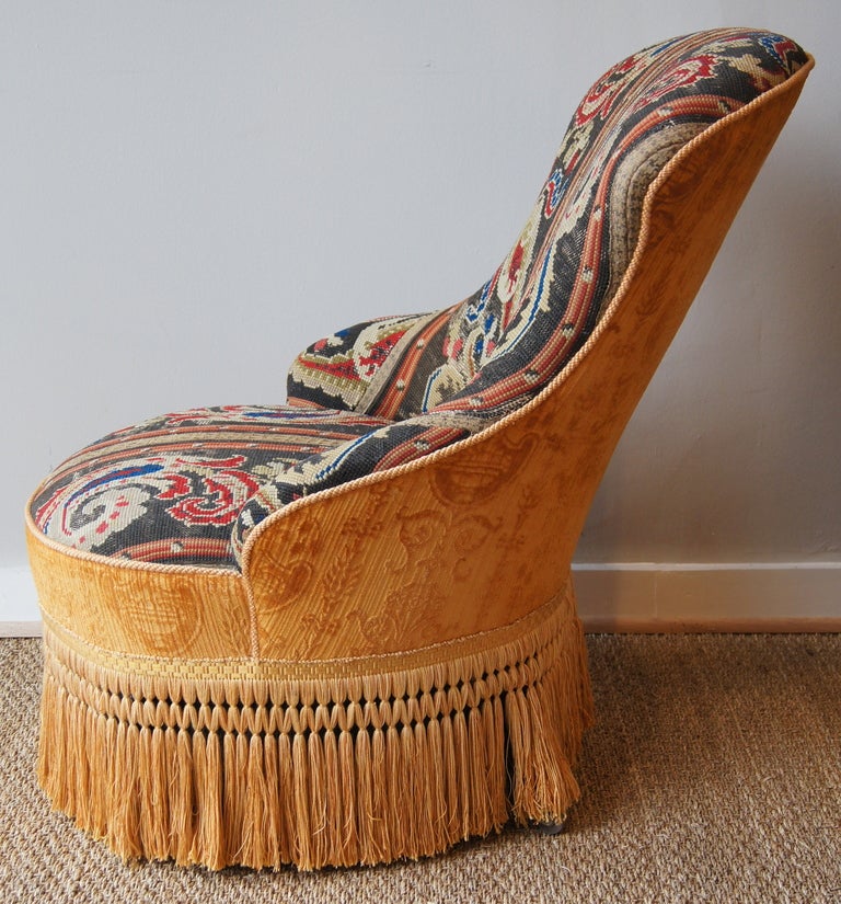British Edwardian Needlepoint Slipper Chair