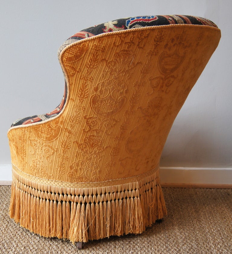Edwardian Needlepoint Slipper Chair In Good Condition In Kilmarnock, VA