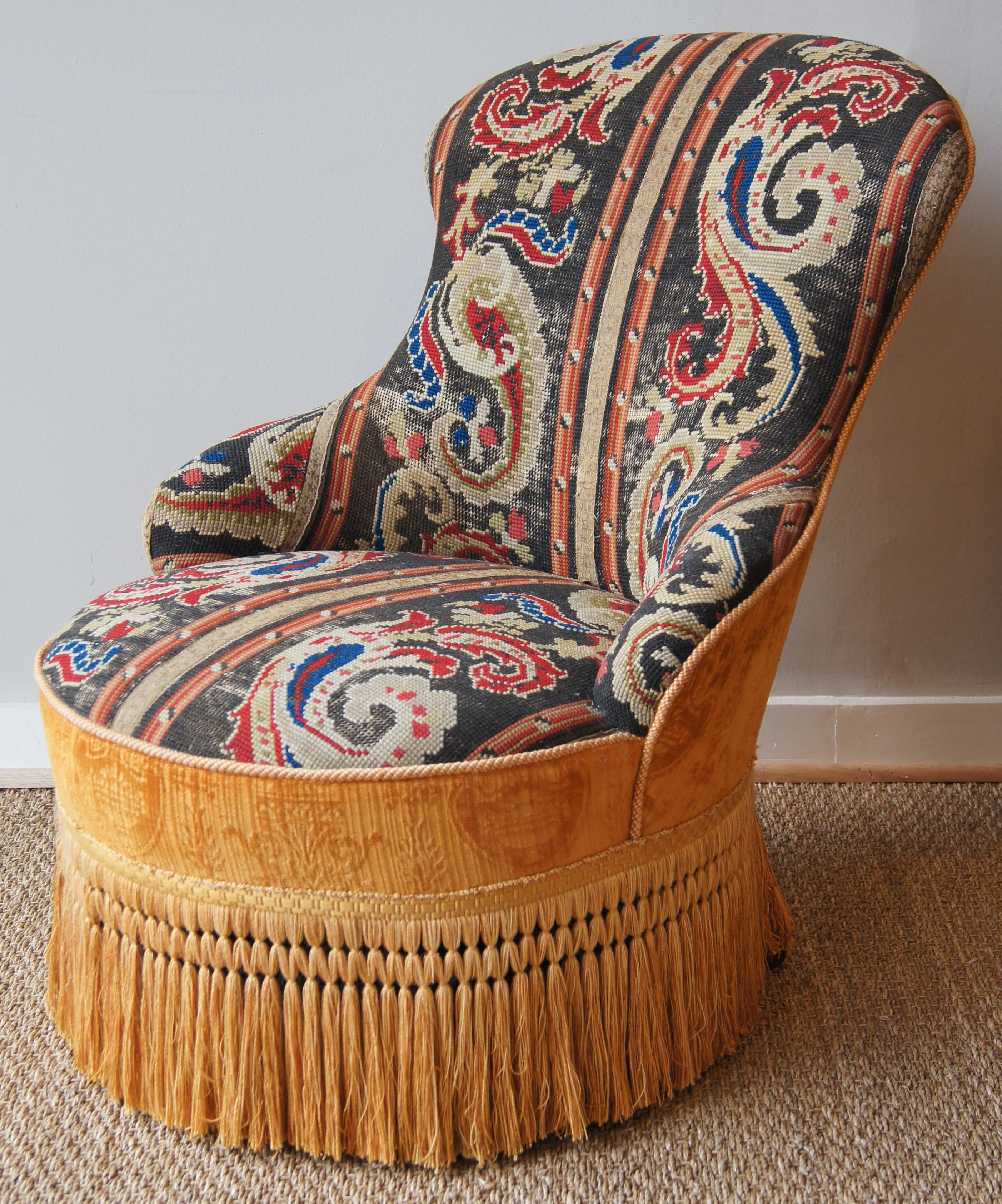 Edwardian Needlepoint Slipper Chair