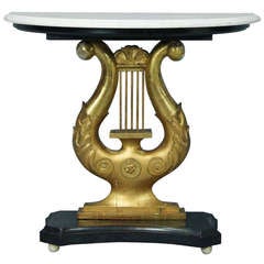 Swedish Demi-lune Lyre Base Console Table