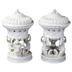 Pair of 18th Century Creamware Potpourris