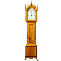Vintage American Federal Style Tall Case Clock by Elmer Stennes