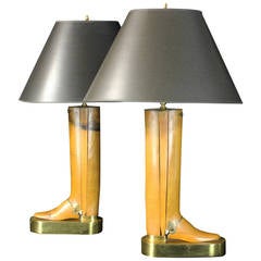 Pair of English Riding Boot Tree Table Lamps