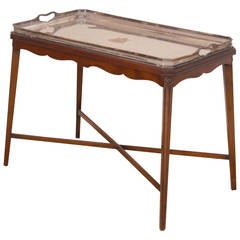 English Sheffield Silver Gallery Tray on Stand