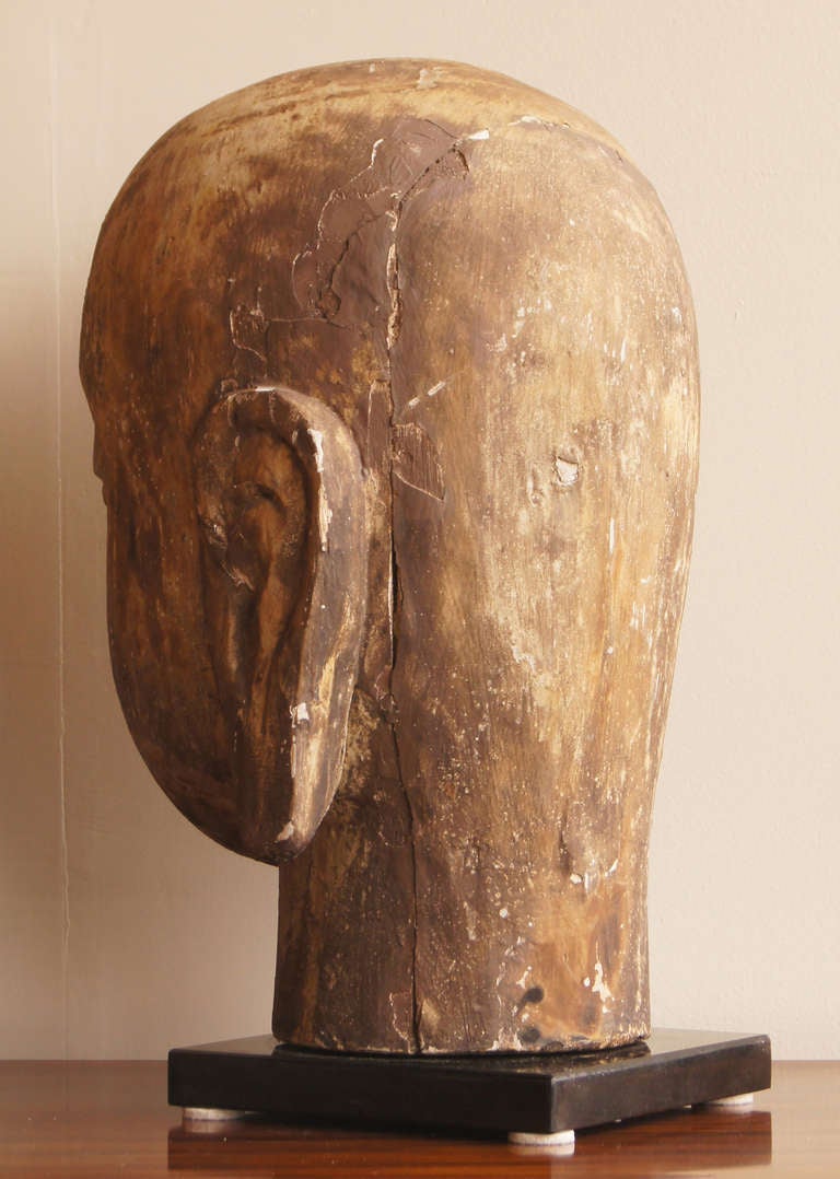 Cambodian Large Carved Wood Buddha Head