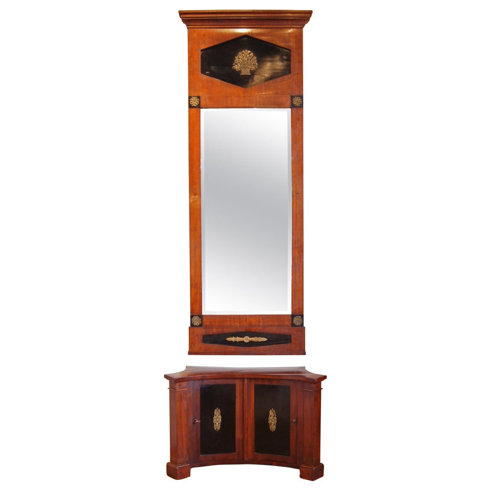 Hall Cabinet with Matching Pier Mirror