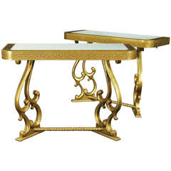 Pair of Neoclassical Style Gilt-Wood Console Tables