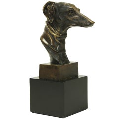 Cast Bronze Bust of a Dog