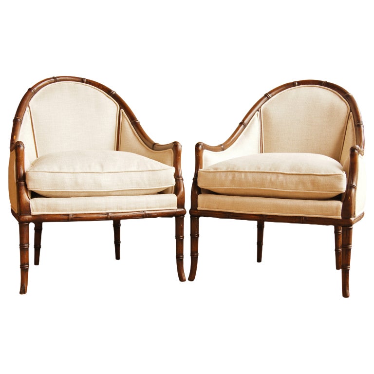 Pair of Faux Bamboo Club Chairs at 1stdibs