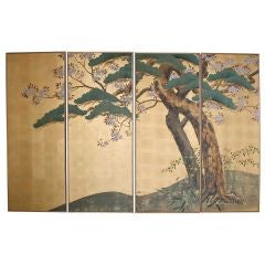 Set of Four Japanese Painted Panels Set of Four Japanese Painted Panels