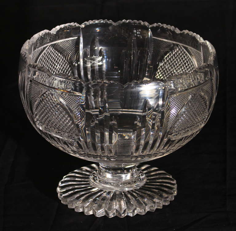 An early 19th century intricately cut crystal Anglo-Irish centre bowl.