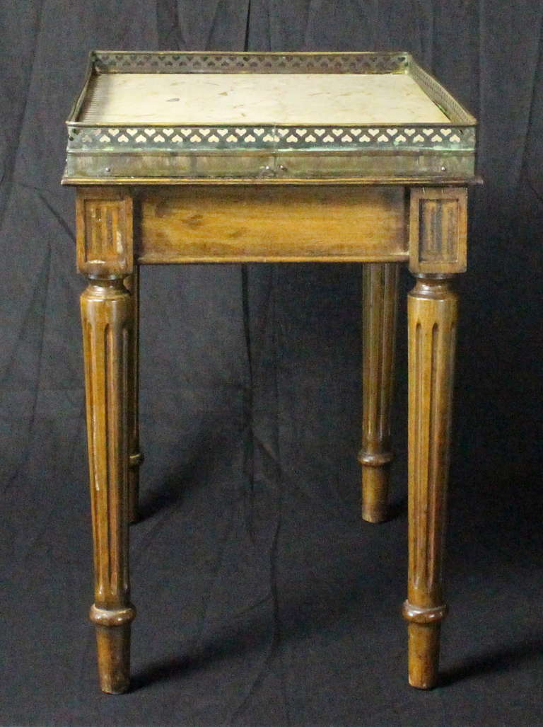 Wood French Marble Top Occasional Table