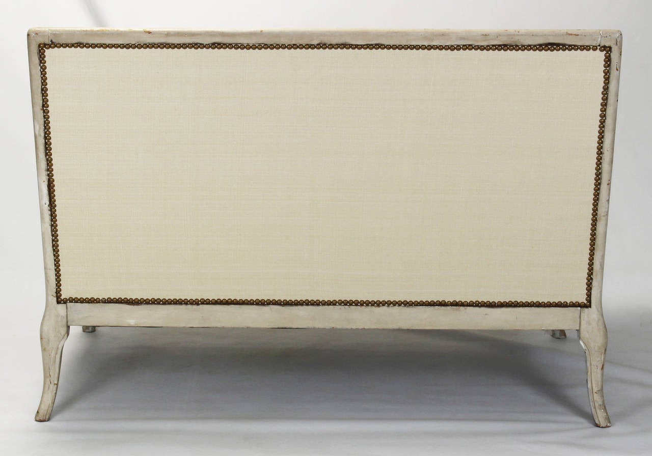Early 20th Century French Painted and Upholstered Settee