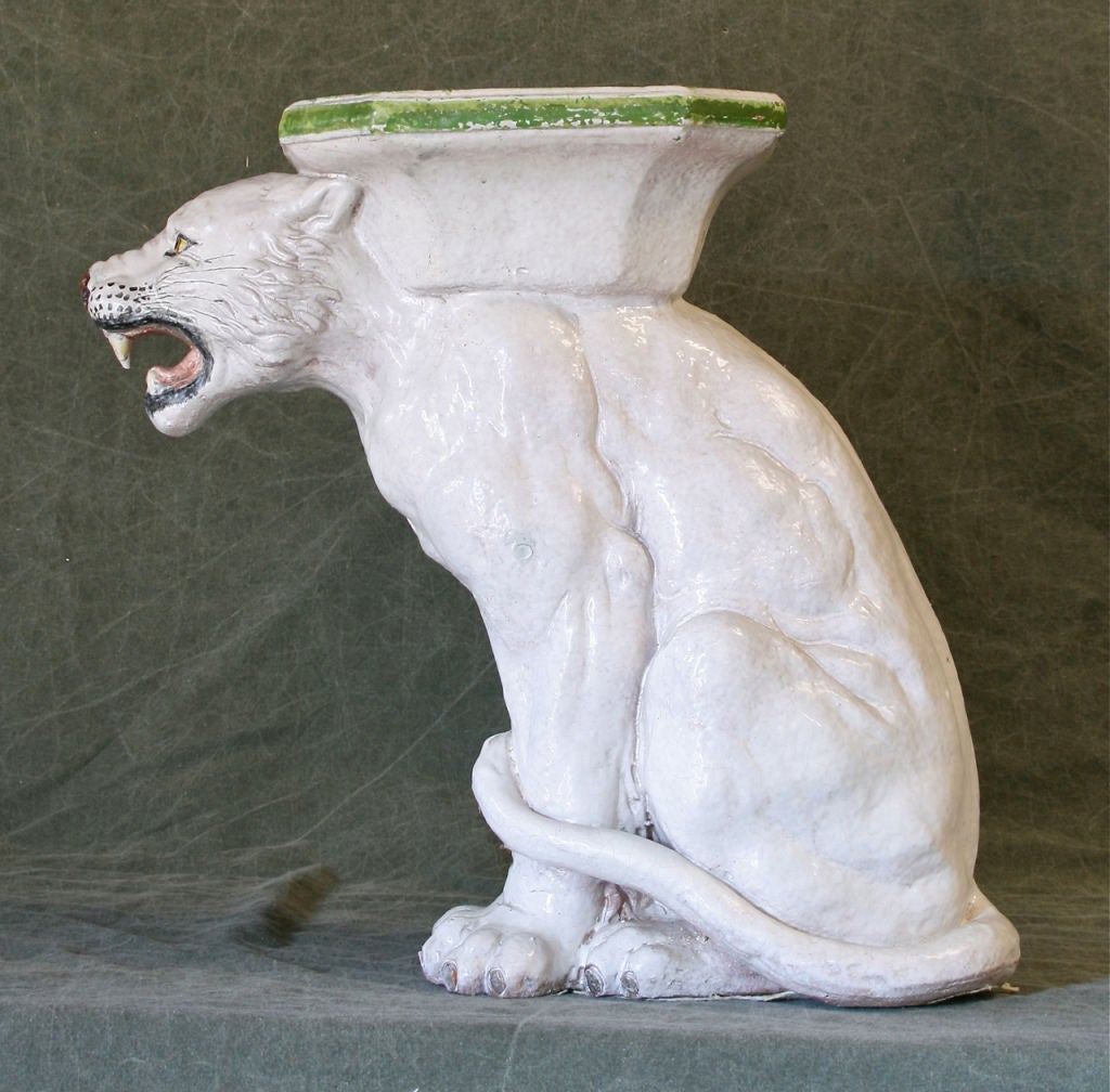 Mid-20th Century White Tiger Garden Seat or Table
