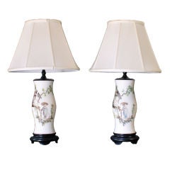 Pair of Reverse Painted Glass Table Lamps