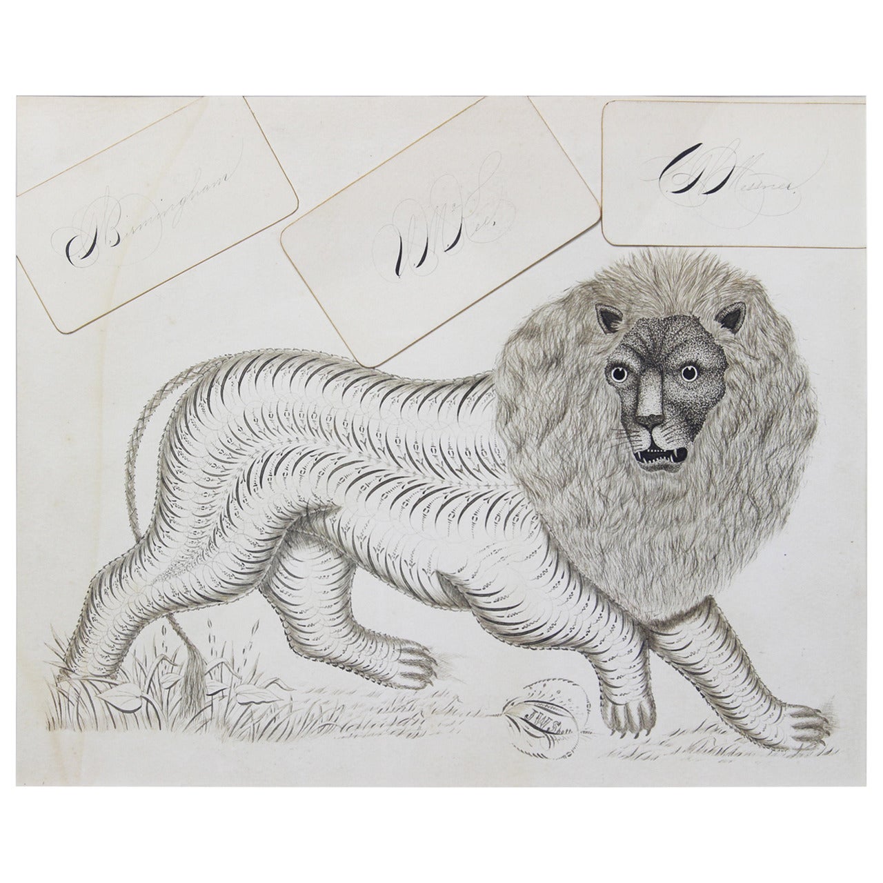 Mid-19th Century Calligraphy Lion