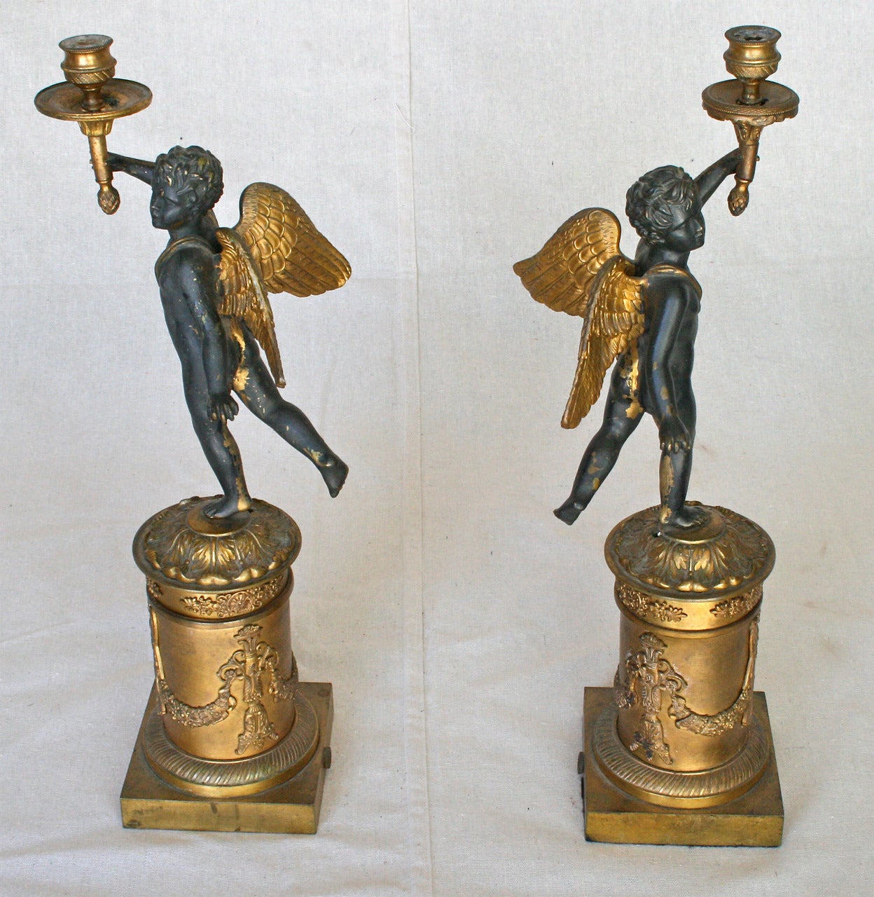 Empire Pair of 19th Century French Candlesticks