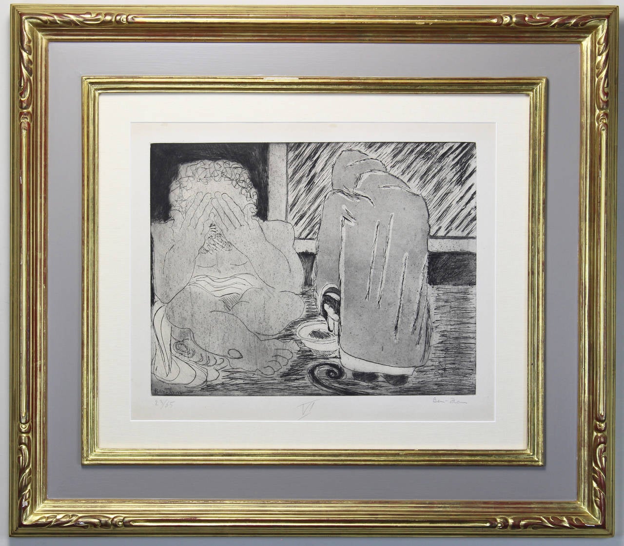 A large signed and numbered limited edition engraving dating from the 1930s by Ben-Zion. Zion was a member of the Expressionist Group 