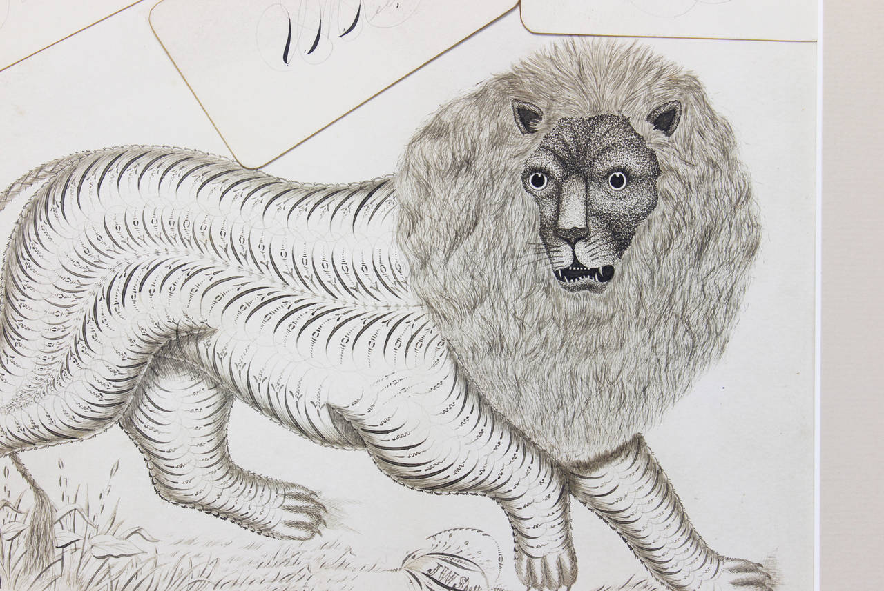 Mid-19th Century Calligraphy Lion 1
