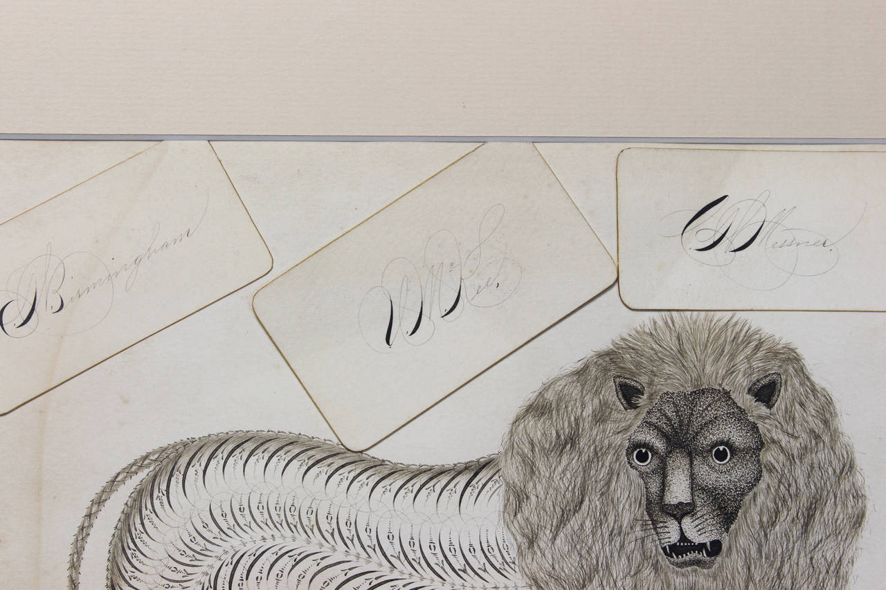 Mid-19th Century Calligraphy Lion In Excellent Condition In Kilmarnock, VA