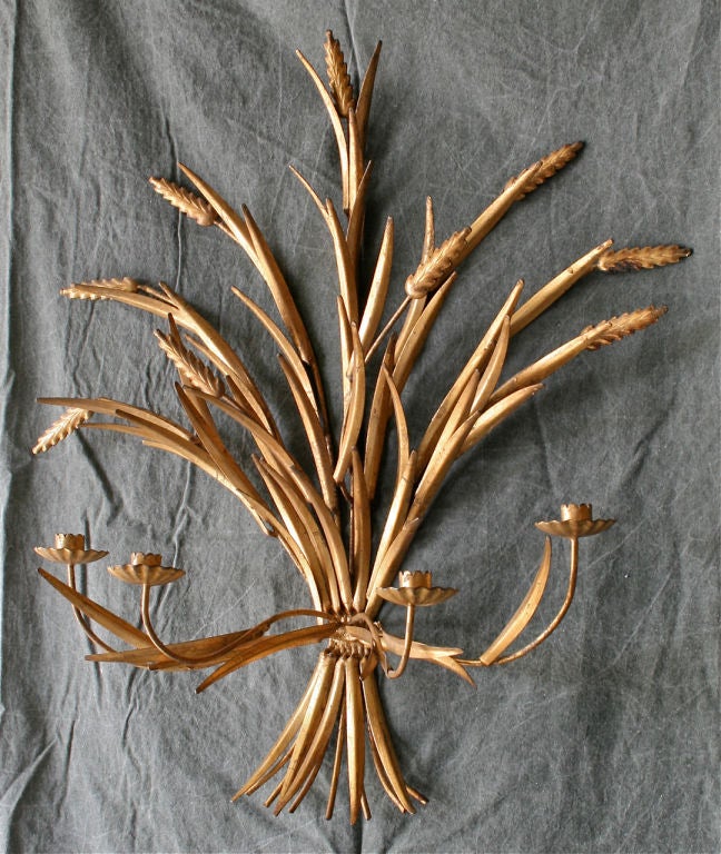 Italian Gilt Tole Wheat Sconce